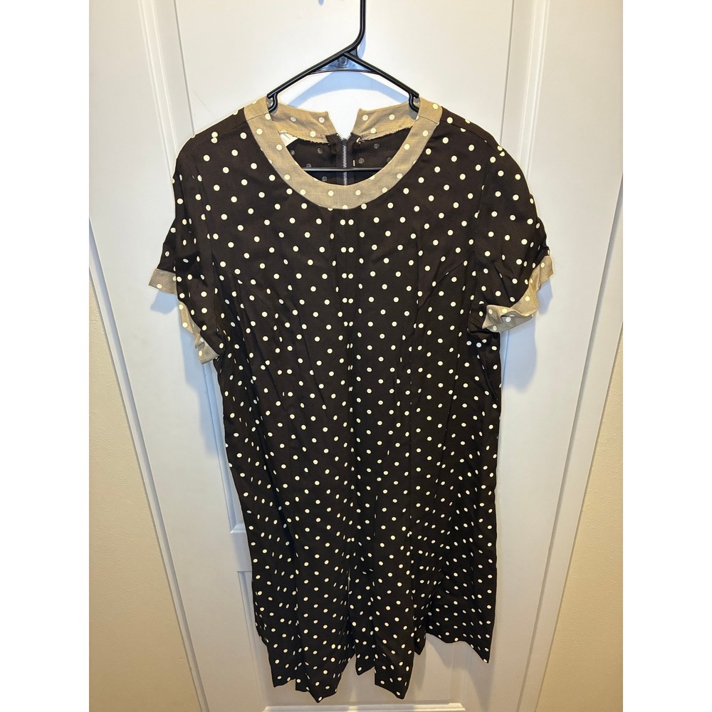 Vintage‎ Brown Polka Dot with Pleats Montgomery Ward Dress Size M/L